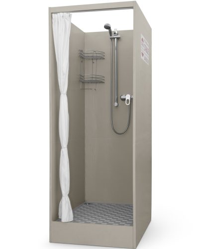 Indoor Dusche, perfekte Lösung für das Duschen in der Wohnung, mit Duschvorhang und Warmwasser